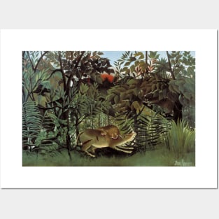 The Hungry Lion Attacking an Antelope by Henri Rousseau Posters and Art